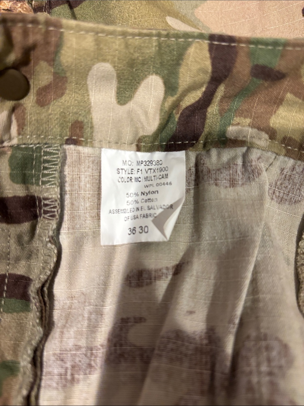 Men's Cargo Pants — Multicam Camouflage Utility Trousers 36x30 - Picture 5 of 6